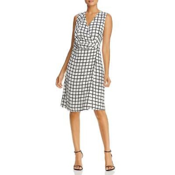 Eliza J Dresses & Skirts - Eliza J Black and White Checkered Wrap Dress